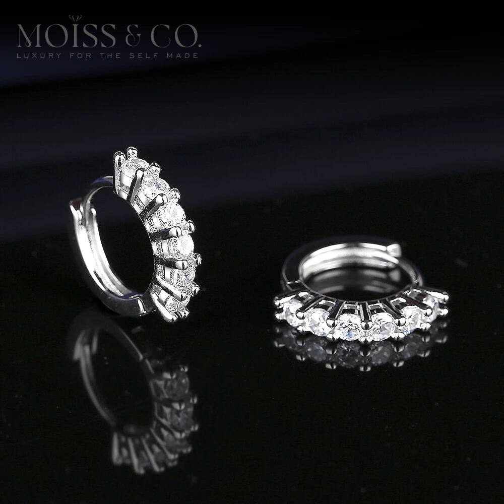 The Chamak | Round Brilliant Cut Moissanite Eternity Hoop Earrings - MOISS CO Canada